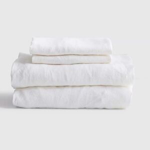 QUINCE European Linen Sheet Set Queen White 4540